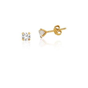 Imagem de Brinco Ouro 18k Pedra Redonda 4mm Masculino / Feminino Ab16 - MAEHLER 