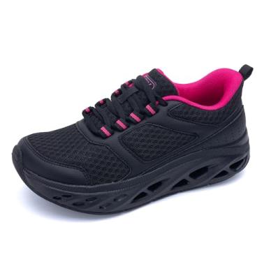 Imagem de MAFEKE Tênis feminino de caminhada com bico largo, ortopédico, suporte de arco, tênis, corrida, academia, joanetes para fascite plantar, 36-42, Blackrosered, 9.5 Wide