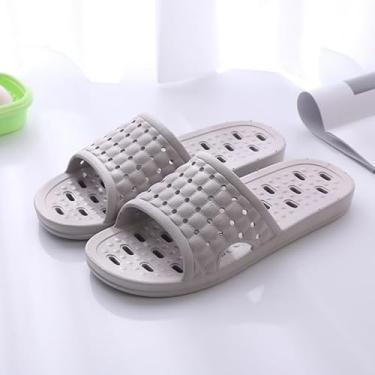 Imagem de Sapato de chuveiro antiderrapante para homens e mulheres, bico aberto, secagem rápida, chinelos leves de dormitório para casa, ao ar livre, banheiro, Cinza-claro, 11.5-12.5 Women/10-11 Men