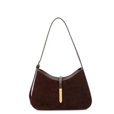 Imagem de Bi&Yamigeo Bolsa de ombro feminina de camurça, pequena, vintage, Hobo, axila, com alça ajustável, Café