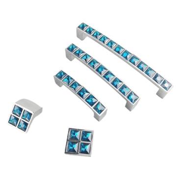 Imagem de CXYFQUUK Puxador de diamante de cristal para móveis, porta deslizante, gaveta, guarda-roupa, armários de cozinha, armários de armário, puxadores de cômoda 2 peças (128 mm)