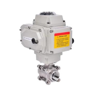 Imagem de Válvula esférica motorizada de três peças DN80 rosca interna de aço inoxidável Q611F-16P válvula de esfera de plataforma alta AC220V DC24V (DC24V)