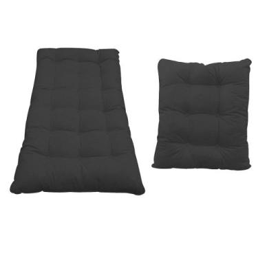 Imagem de Kit Almofadas para Poltrona e Puff Costela Corano Preto - Doce Sonho M