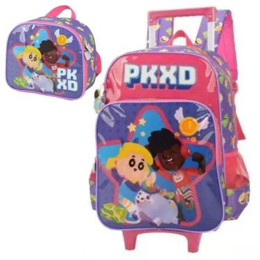 Imagem de Kit Mochila Rodinhas Lancheira Pkxd Festas Menina Infantil