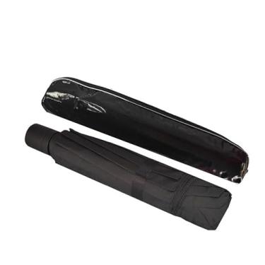 Imagem de Guarda-chuva dobrável extragrande com cabo reforçado, preto. Guarda-chuva grande reforçado com proteção UV.