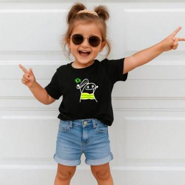 Imagem de Camiseta Infantil Brasil 100% Algodão Camisa para Copa do Mundo 2026 -