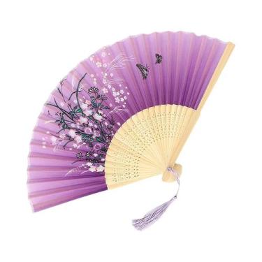 Imagem de Leque De Dança Elegante Com Cabo De Madeira E Franjas Para Mulheres, E