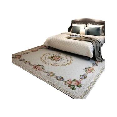 Imagem de Tapete Grande Estampado Floral Retrô Lavável Para Quarto Infantil, Tap