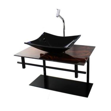 Imagem de Gabinete de Vidro Para Banheiro 60cm Ap Slim Marmorizado - Ekasa, Made
