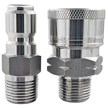Imagem de Ultimate Washer Kit de adaptador macho para máquina de lavar pressão de conexão rápida de 3/8", classificação de pressão máxima de 5000 PSI, aço inoxidável