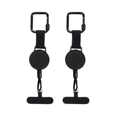 Imagem de Suporte Retrátil Antifurto Para Celular Com Cordão E Mosquetão Para Ca