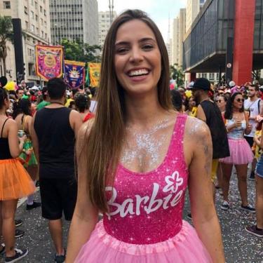 Imagem de Body Collant Feminino Fantasia Barbie Carnaval Bloquinho Estampado - L