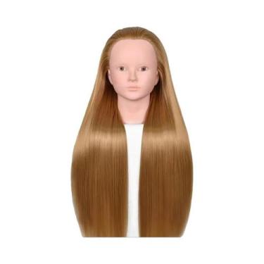 Imagem de Cabeça De Manequim De 24 Polegadas Com Cabelo De Fibra Para Prática De