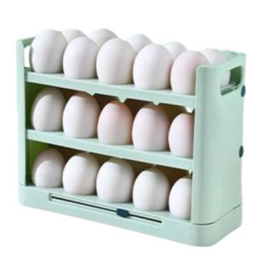 Imagem de Suporte de para geladeira, dispensador de exibição antiderrapante de 3 camadas | Organizador grande de armazenamento de de geladeira, para freezer, cozinha, bancada, armário de despensa