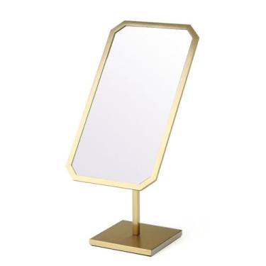 Imagem de Espelho de maquiagem cosmético de aço inoxidável - Espelho de maquiagem de mesa para balcão de joalheria e uso pessoal - Design resistente e elegante para aplicação de beleza impecável