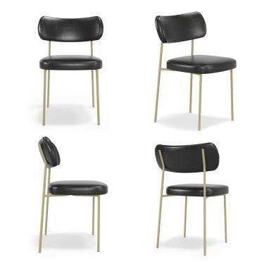 Imagem de Kit 4 Cadeiras Stela Champanhe  FixaCourino Preto Recepção - Vallisa Decor