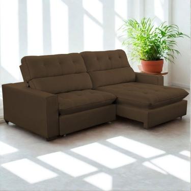Imagem de Sofa Retratil Reclinavel 2 Lugares 280cm Veludo Andreia Marrom