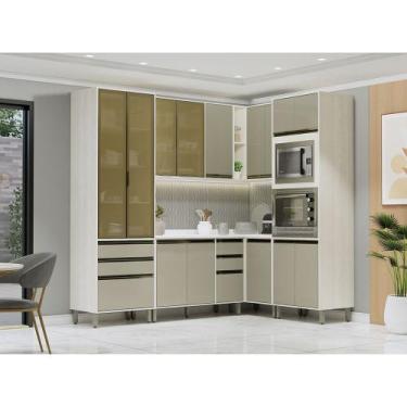 Imagem de Cozinha Modulada de Canto Completa 6 Peças com Tampo Linea Luciane Móv