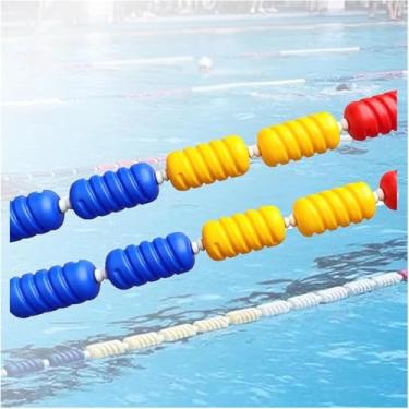Imagem de Corda de segurança de piscina pré-montada com boia, linha divisória flutuante para piscinas, polietileno durável com ganchos de aço inoxidável, fácil instalação para áreas de natação seguras