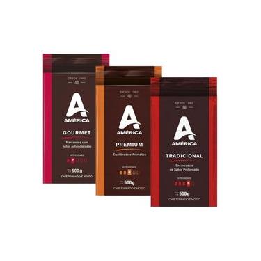 Imagem de Café Torrado e Moído Vácuo Gourmet, Premium e Tradicional - Kit 3 Pacotes 500g