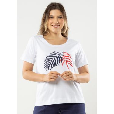 Imagem de Blusa Manga Curta  Pau a Pique Básica Branca Estampada