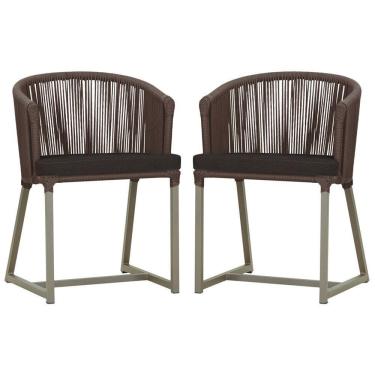 Imagem de 2 Cadeiras De Jantar Noronha Fendi Corda Náutica E9 Trama Marrom