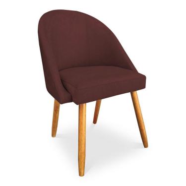 Imagem de Cadeira De Jantar Bela Suede Marsala Pés Palito Castanho