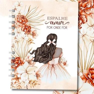 Imagem de Caderno A5 capa dura para anotações com versículos, caderneta brochura 96 folhas estilo inspirador, caderno sem pauta ou pautado para estudo, organização e uso diário (Espalhe amor- Morena,FOSCA)