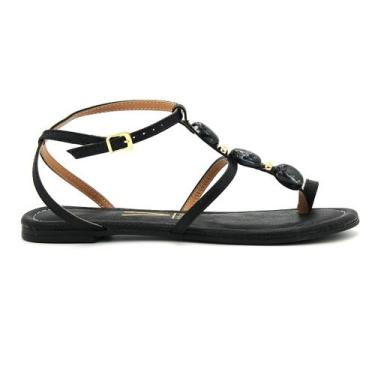 Imagem de Sandalia Feminina Vizzano Original Rasteira Dedo Fivela 1721, 36, Pret