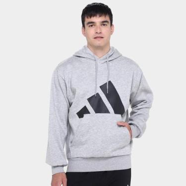 Imagem de Moletom Adidas Com Capuz Masculino, Cinza, Preto, GG