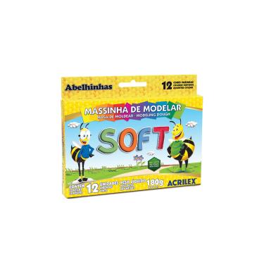 Imagem de Massa Modelar Acrilex Soft Base de Amido com 12 Cores 180g