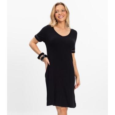Imagem de Vestido Curto Feminino Ribana de Viscose Rovitex Preto, M, Preto
