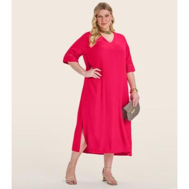 Imagem de Vestido Manga Curta em Viscose Secret Glam Vermelho, Plus G3, Vermelho