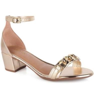 Imagem de Sandalia Feminina Salto Baixo Bloco Enfeite Corrente Festa Brilho A3.146-Feminino