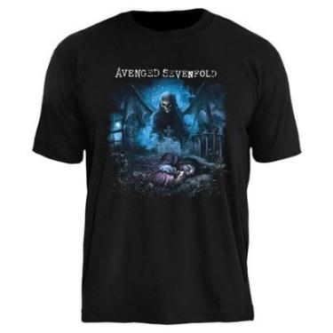 Imagem de Camiseta de Banda Avenged Sevenfold Stamp em Algodão Manga Curta-Unissex