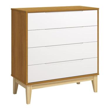 Imagem de Cômoda Gaveteiro Classic Elfe Branco Acetinado Savana Natural - Reller