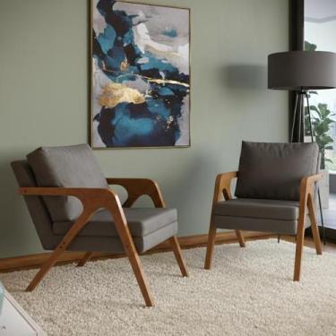 Imagem de Conjunto Kit 2 Poltronas Mona Estofado Em Veludo Decorativa Moderno Pé