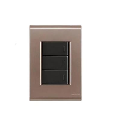 Imagem de Interruptor triplo simples liz ouro velho com grafite tramontina