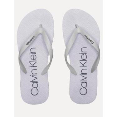Imagem de Chinelo Calvin Klein Swimwear Silk Basic Logo Branco-Masculino