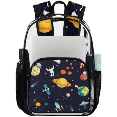 Imagem de Mochila transparente bisibuy Planets Astronaut PVC tamanho grande