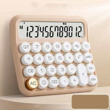 Imagem de Calculadora de mesa AMONIDA Mechanical LCD de 12 dígitos Milk Tea