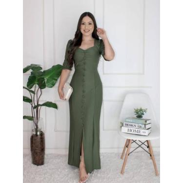 Imagem de Vestido Longo Feminino De Festa Com Manga Justo Sereia - Fashion, Verd