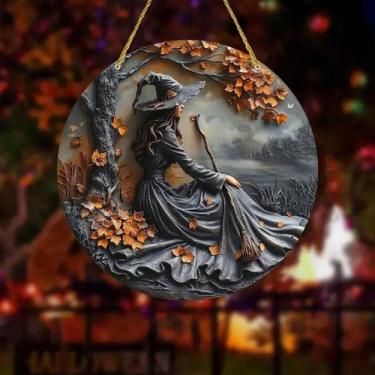 Imagem de Placa Acrílica De Vassoura De Bruxa Para Decoração De Halloween Em Jan