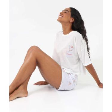 Imagem de Pijama Feminino Kuromi Manga Curta Sanrio Off White-74036, Off white, 