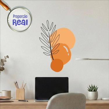 Imagem de Adesivo Floral Boho Laranja Estilo Nórdico 55x80 Minimalista Mod.02