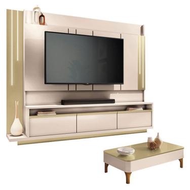 Imagem de Home Theater Montane Off White Champanhe Com Mesa De Centro Liz Off White Champanhe - H...