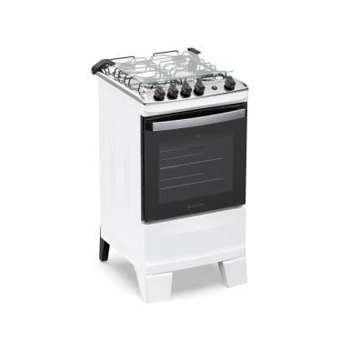 Imagem de Fogão 4 Bocas Atlas Agile Up Com Mesa De Inox A Gás Bivolt Branco