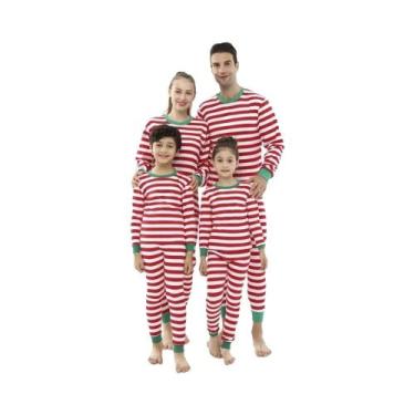 Imagem de Pijamas De Natal Em Listras Vermelhas E Brancas Para Família, Roupas D