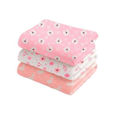 Imagem de Cueiro Flanelado Estampado 80x60cm Kit Com 5 - Dugu, Feminino