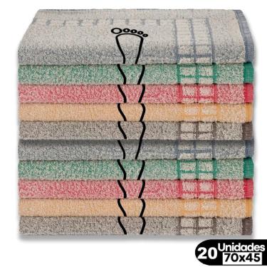 Imagem de Kit Toalha de Piso Pezinho 100% Algodão 45x70CM 20 Peças Branco com Estampa Toalhas Beka